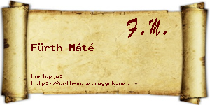 Fürth Máté névjegykártya